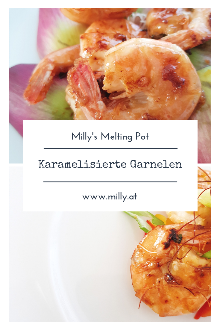 Frische karamelisierte Garnelen sind im handumdrehen fertig und schmecken absolut köstlich - süßes Fleisch mit frischer Limette! Unschlagbar!