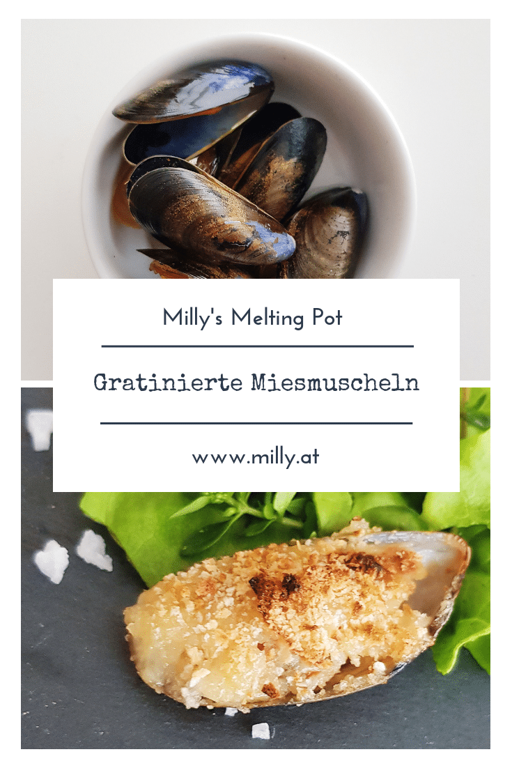 Gratinierte Miesmuscheln sind perfect als Amuse-Bouche mit einem guten Glas Wein oder als Vorspeise! #vorspeise #miesmuscheln #gratiniert #knoblauch